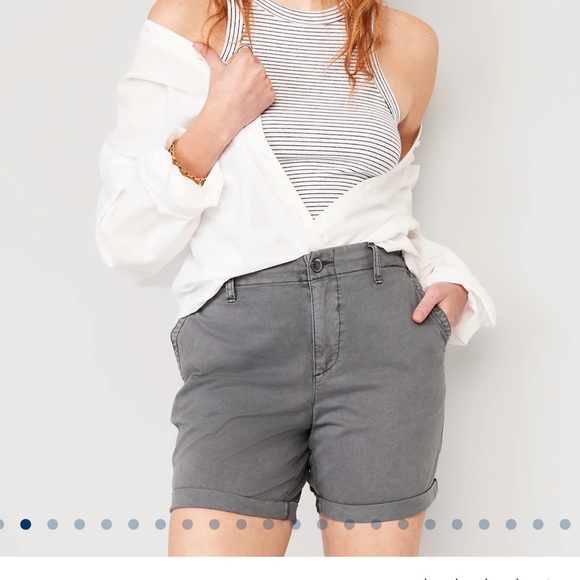 NWT OLD NAVY High-Waisted OGC Pull-On Chino Shorts -- 7-inch inse: Panther - Picture 5 of 6